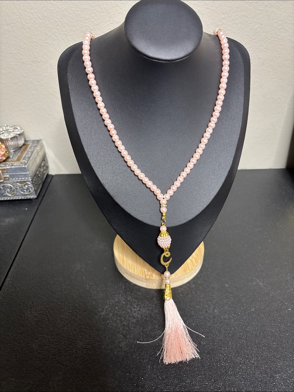 Pink Beaded Tassel Necklace - Elegant Women Jewelry Initial C